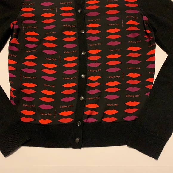 Banana Republic x L’wren Scott Lip Print Cardigan - Women’s Size Small - Picture 4 of 7